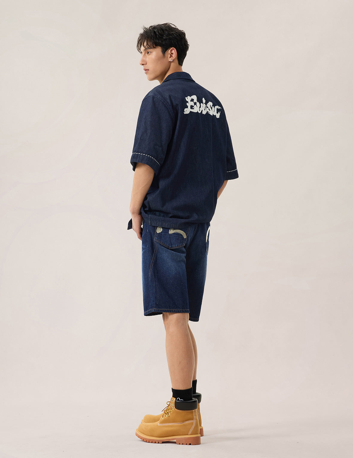Seagull Brushstroke Denim Shorts