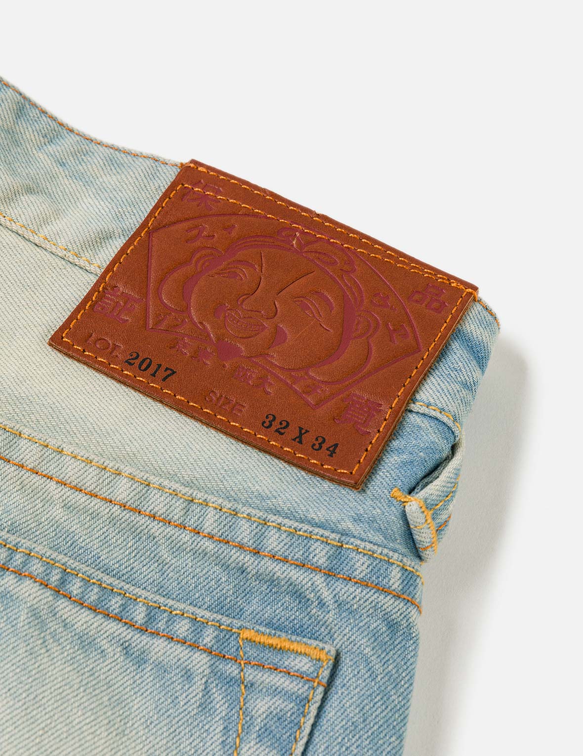 7-Pocket Seagull Print Washed Jeans #2017