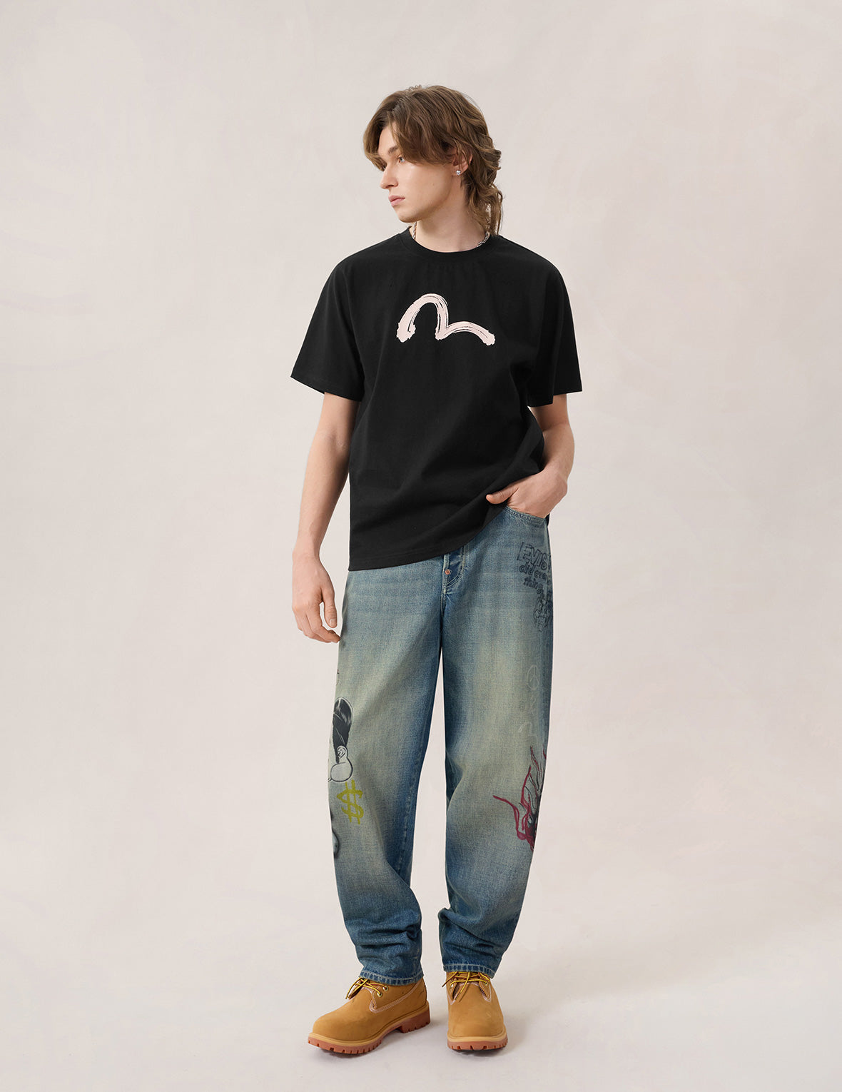 Allover Graffiti Printed Denim Jeans #2030
