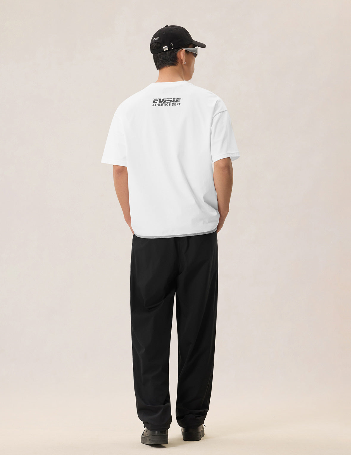 Elastic Hem Seagull Print Pocket T-shirt