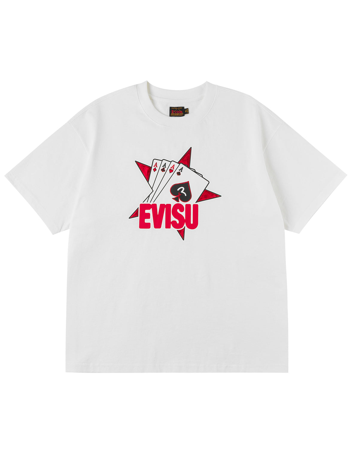 Poker Aces and Flocked Star T-shirt - White