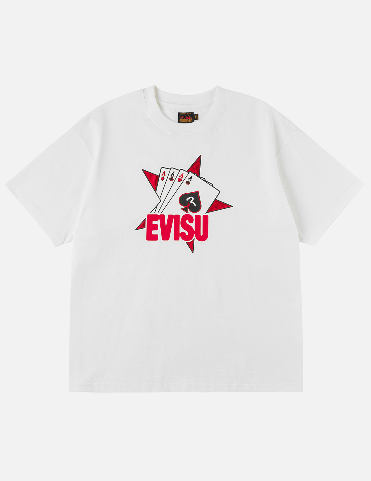 Poker Aces and Flocked Star T-shirt - White