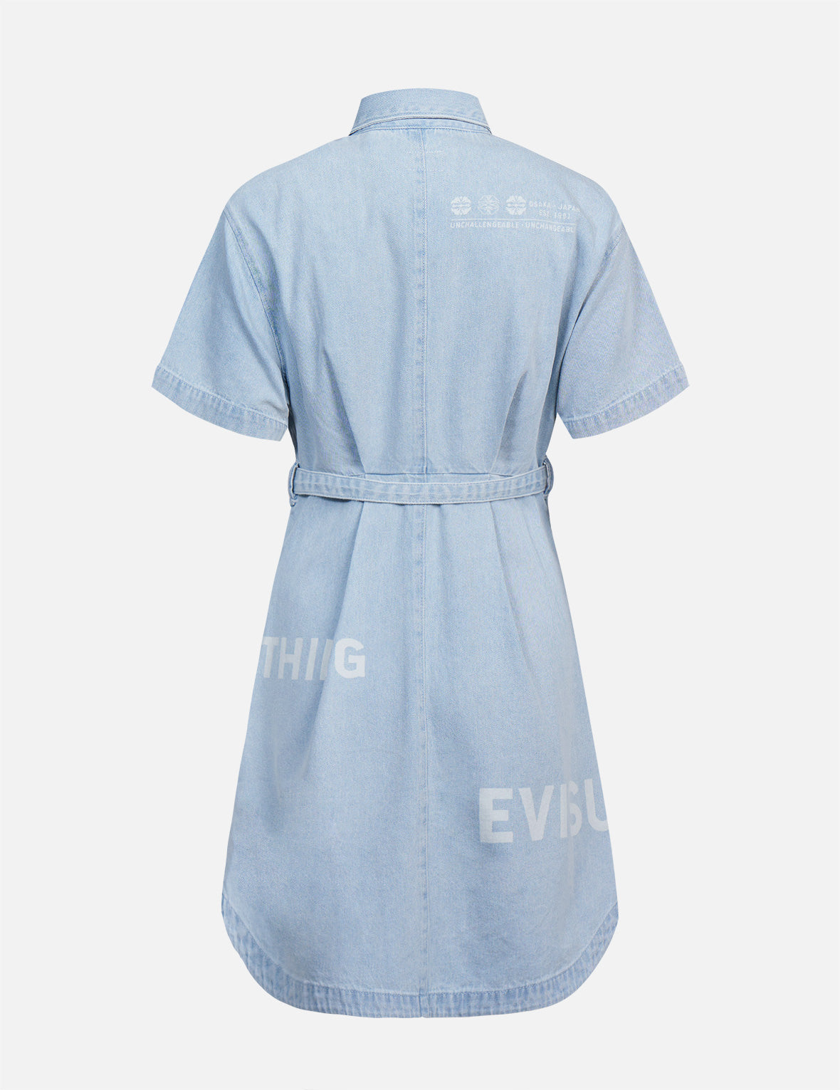 Logo Discharged Print Denim Shirt Dress