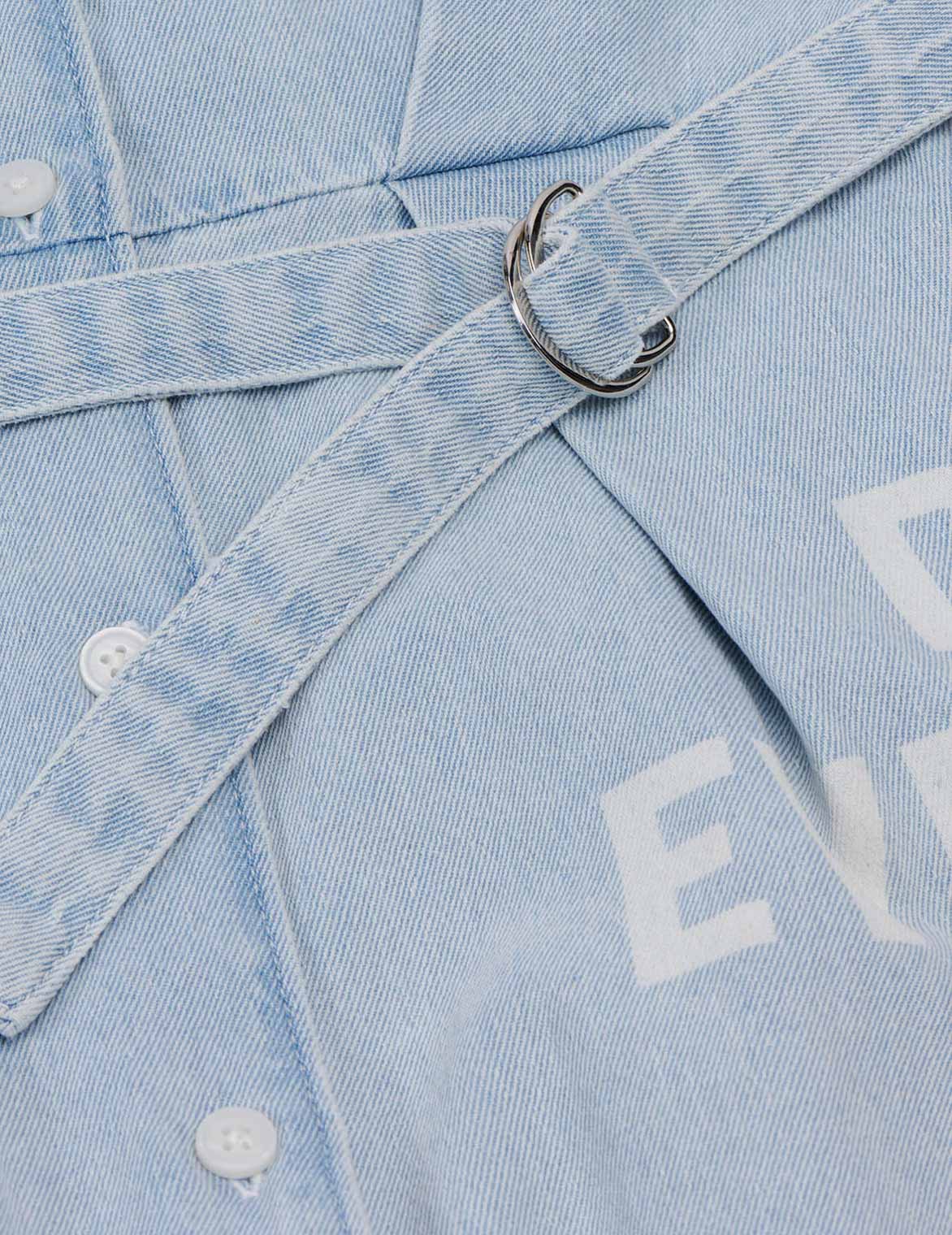 Logo Discharged Print Denim Shirt Dress
