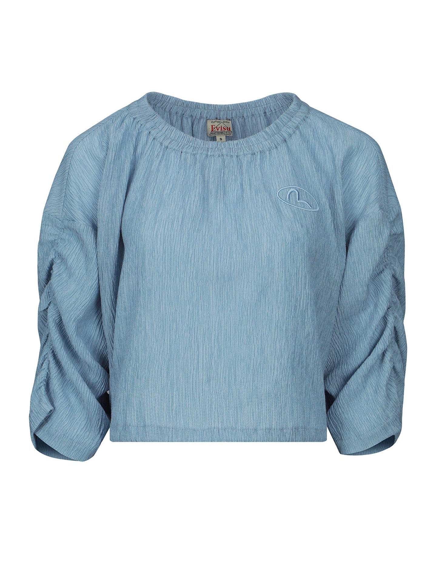Seagull Badge Embroidery Drop-Shoulder Blouse