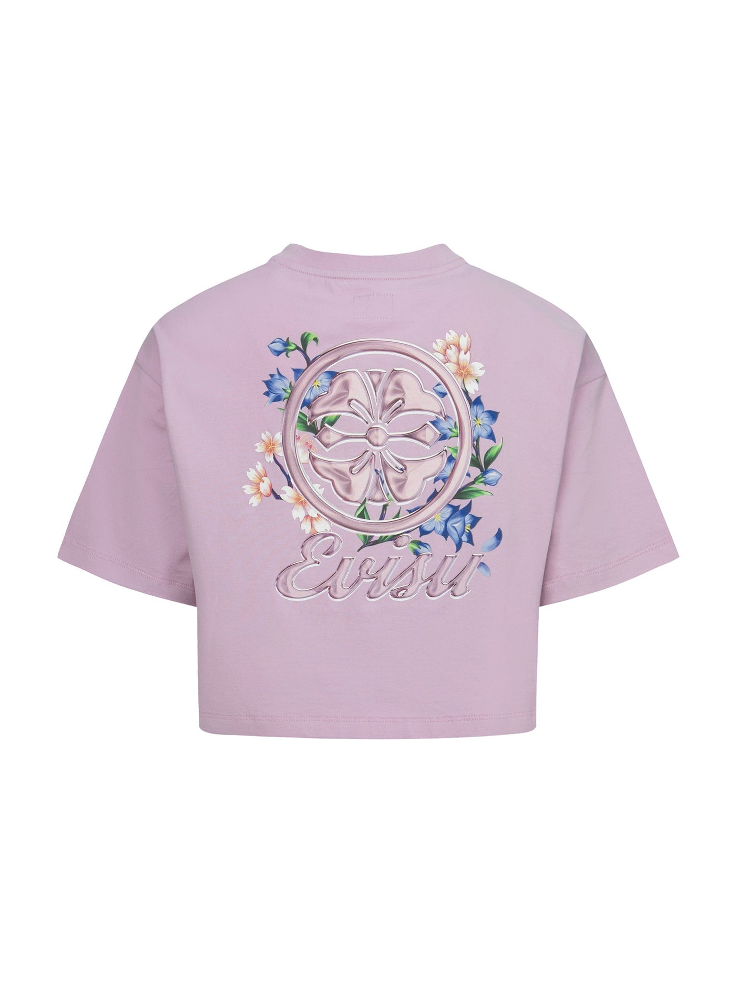 Kamon and Wisteria Print Cropped T-Shirt