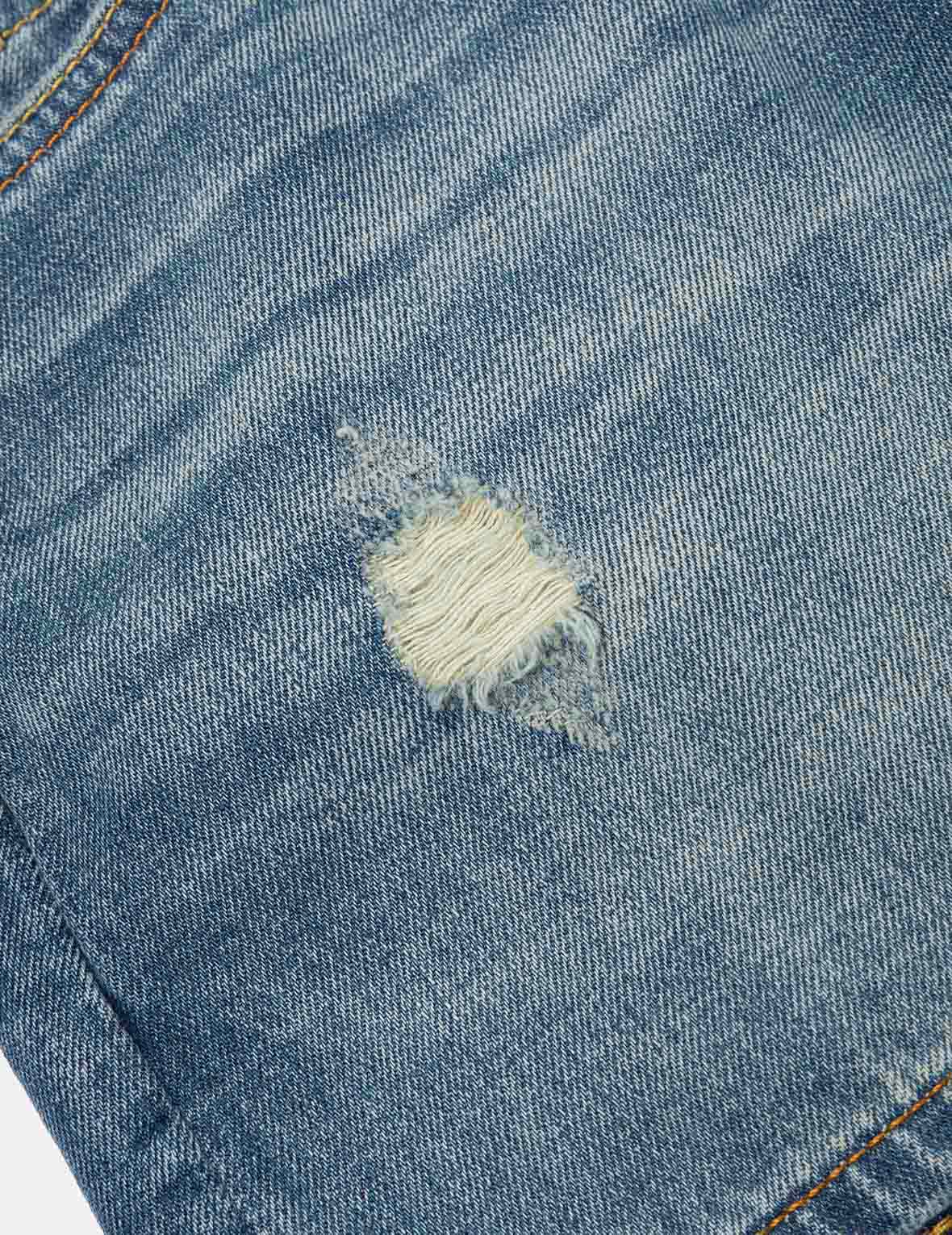 Deconstructed Seagull and Logo Applique Relax Fit Denim Shorts