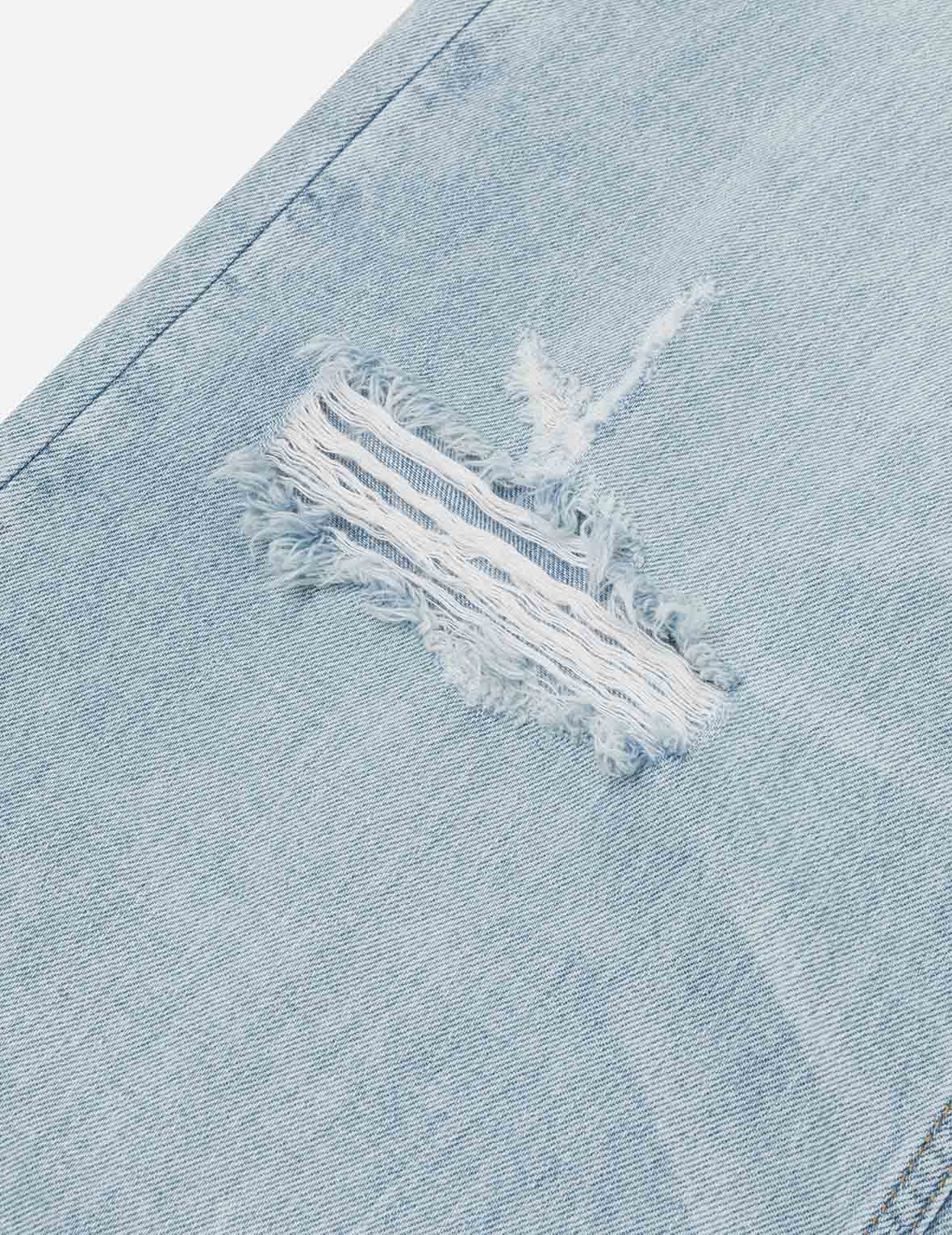 Distressed Seagull Appliqué Fashion Fit Wide-leg Jeans