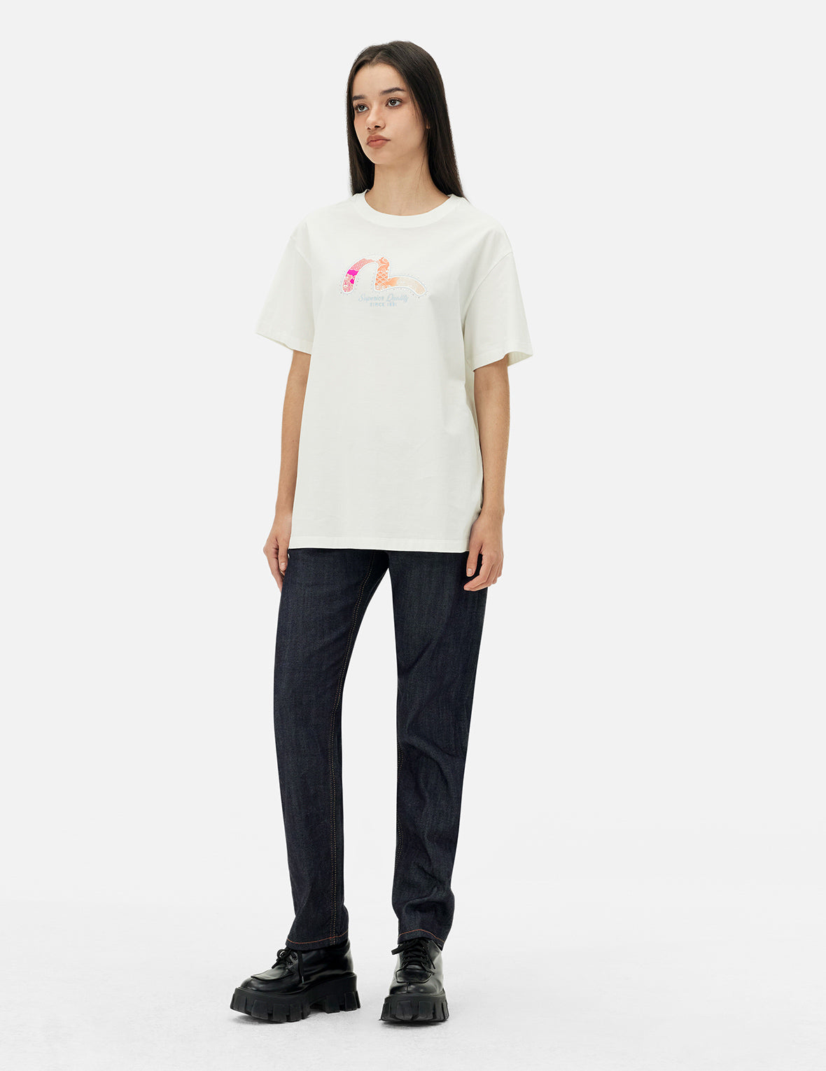 Seagull Foil Print Boyfriend T-shirt