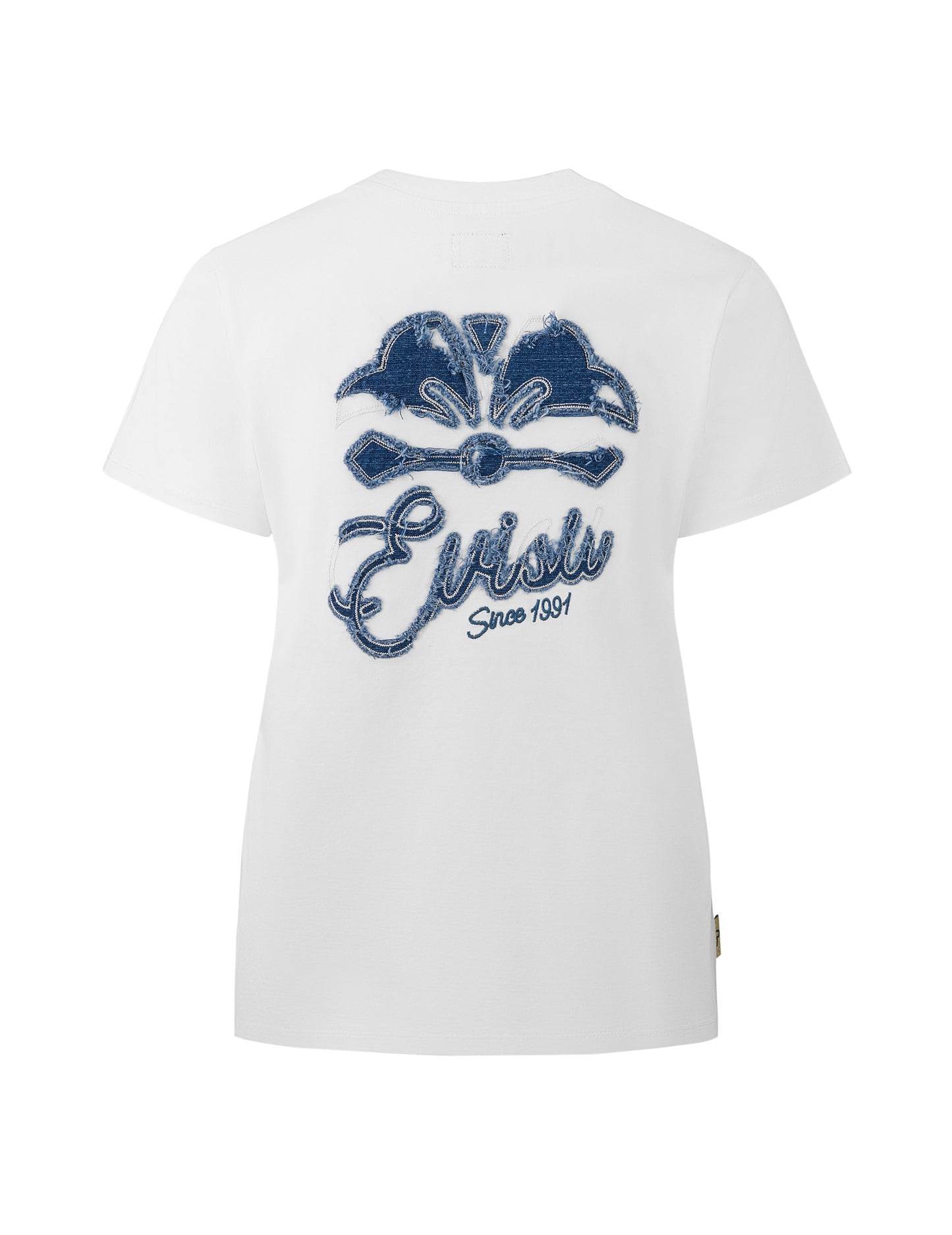 Deconstructed Denim Applique Embroidery Regular Fit T-Shirt