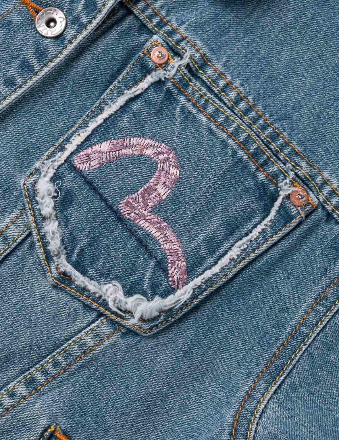 Brocade Panel Denim Jacket