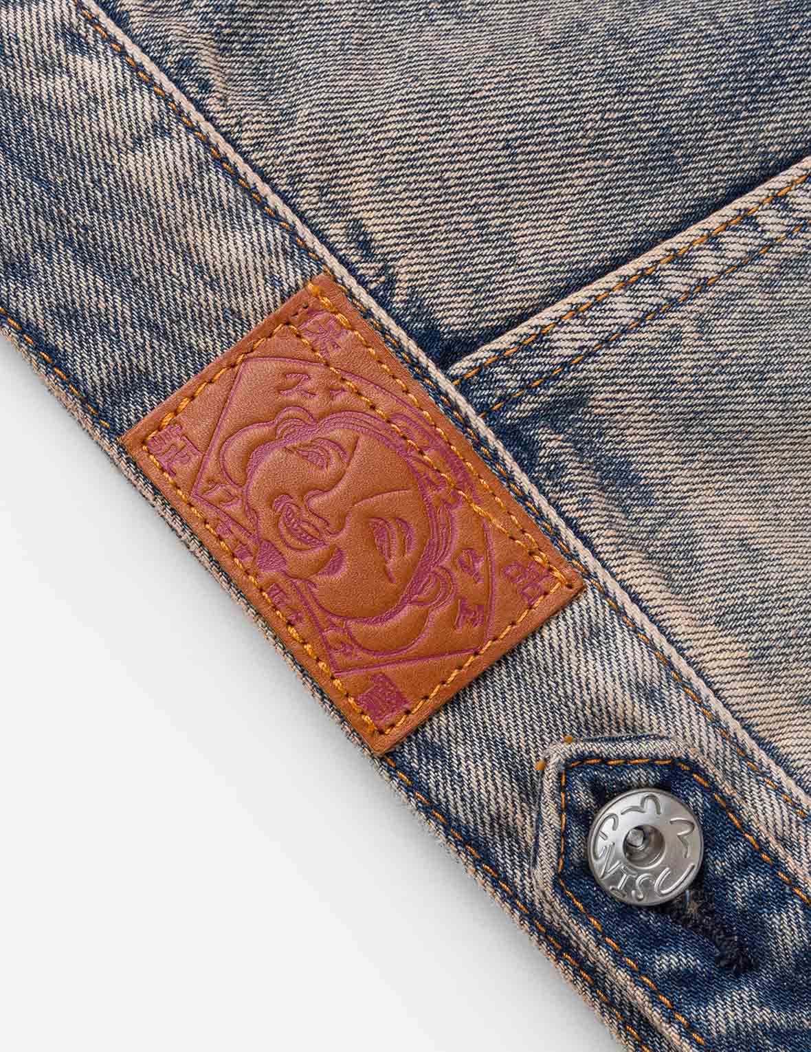 Two Tone Washed Bondage Denim Jacket
