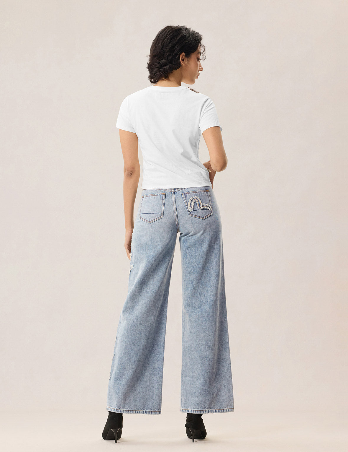 Evisu Applique Distressed Jeans