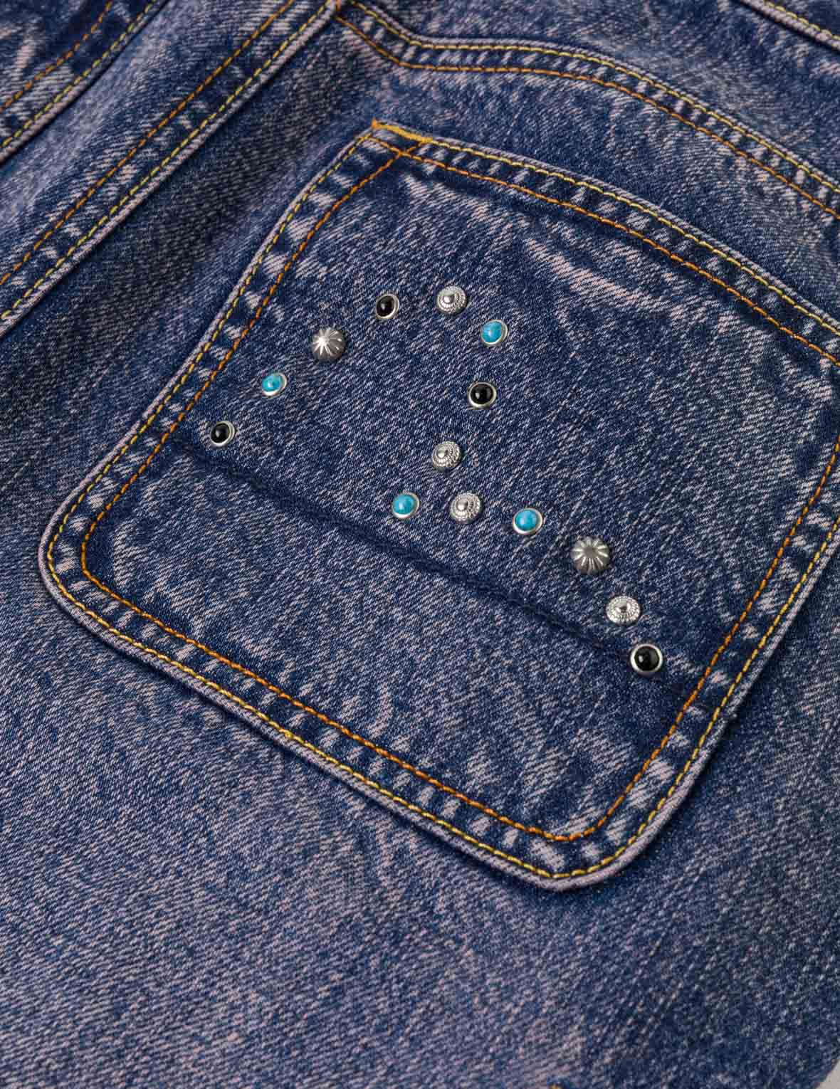 Studded Denim Cargo Skirt