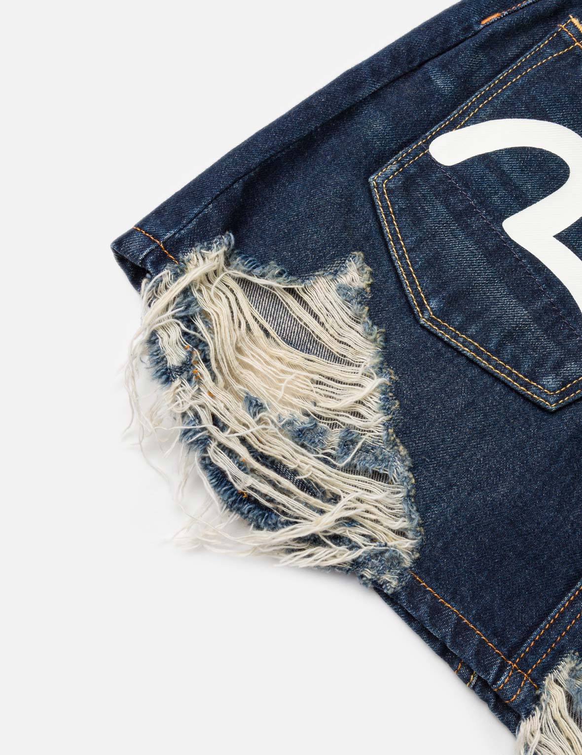 Seagull Print Multi-Pocket Denim Skirt