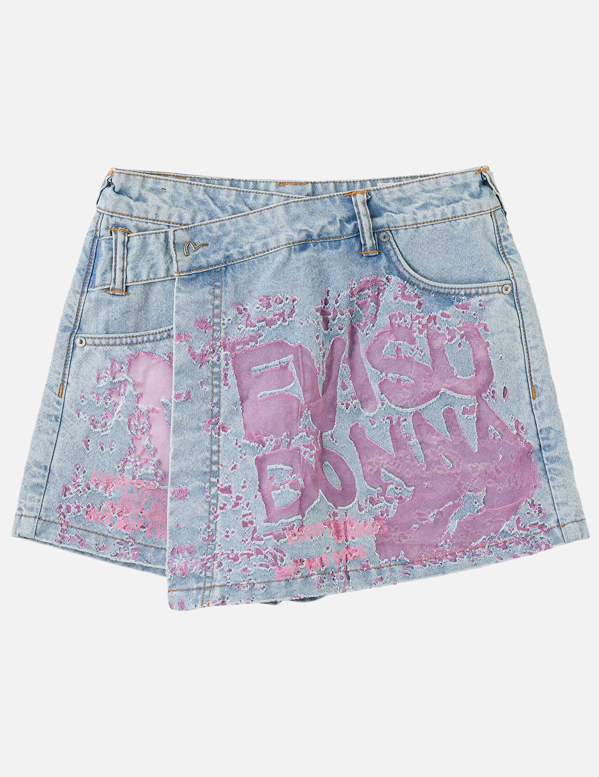 Color Burn-out Wordmark Denim Skort