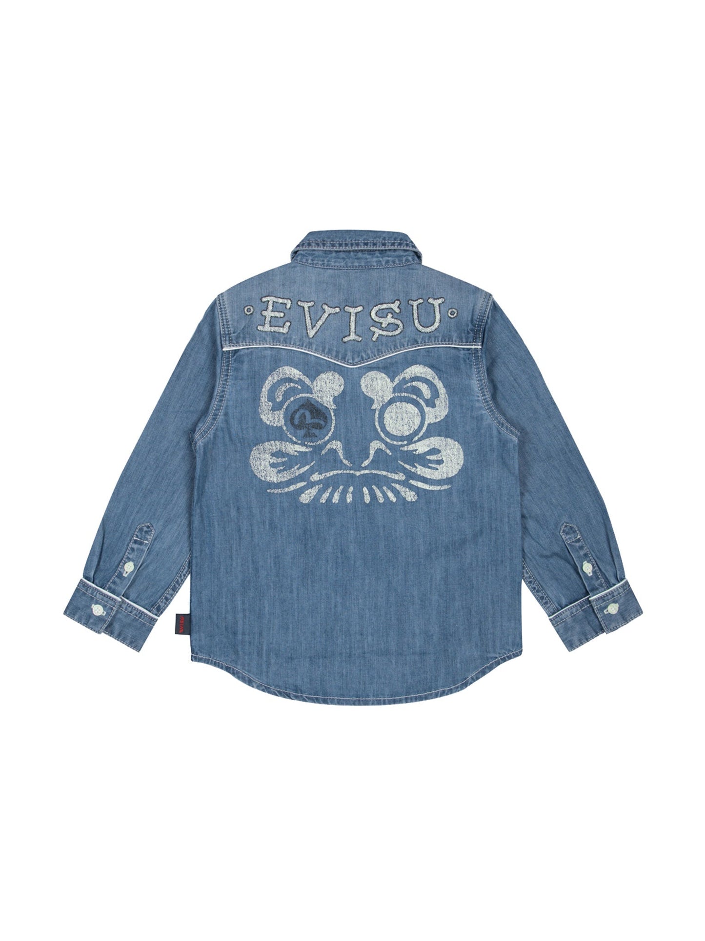 Spade Daruma and Logo Print Regular Fit Denim Shirt Jacket