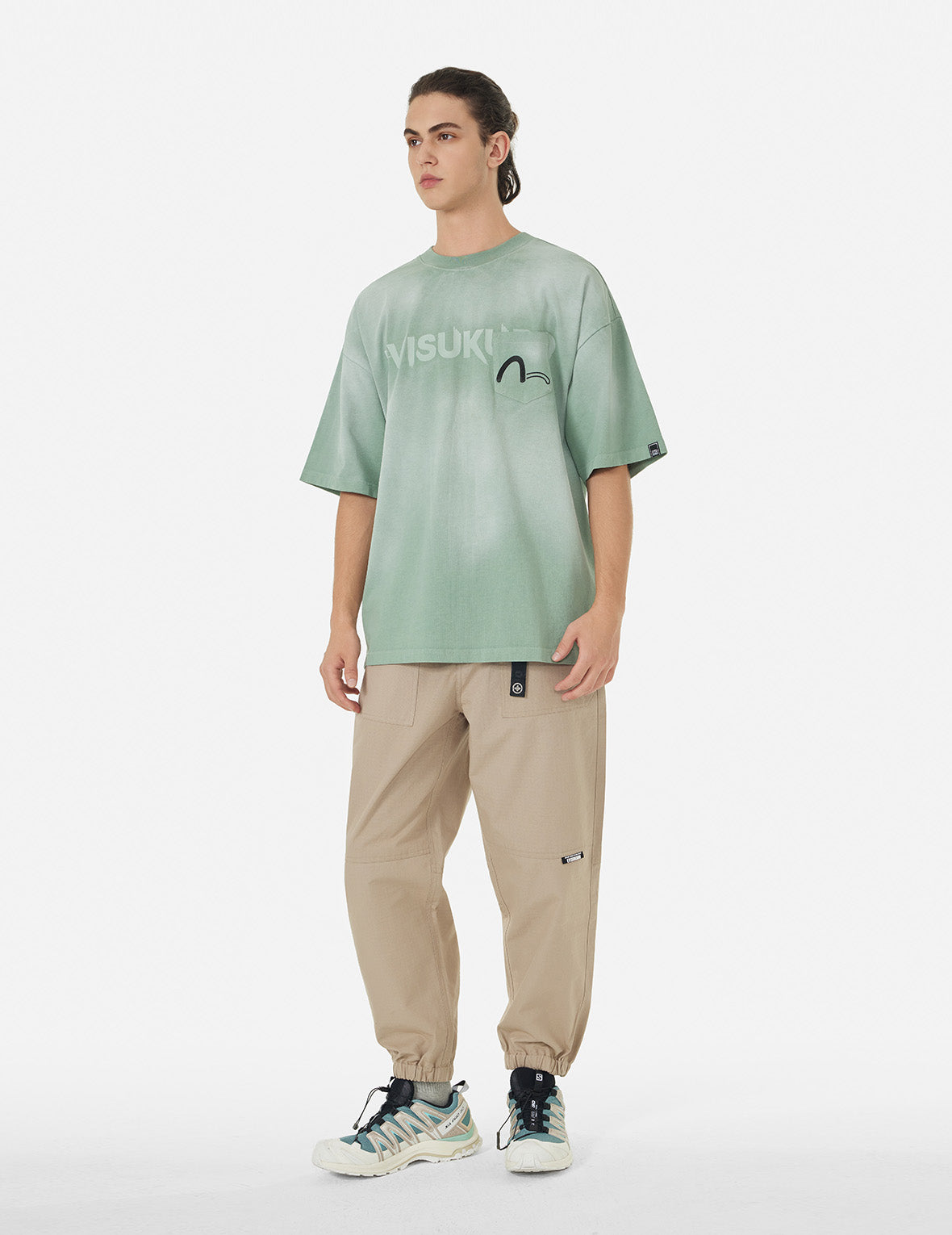 Garment Dyed Calligraphy Logo Print Oversized T-shirt