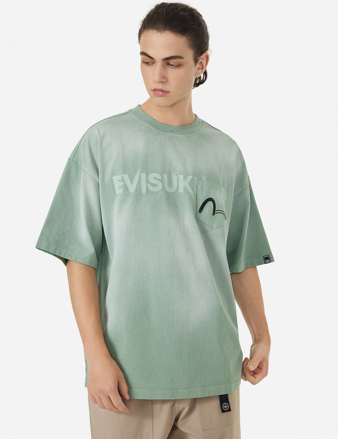 Garment Dyed Calligraphy Logo Print Oversized T-shirt