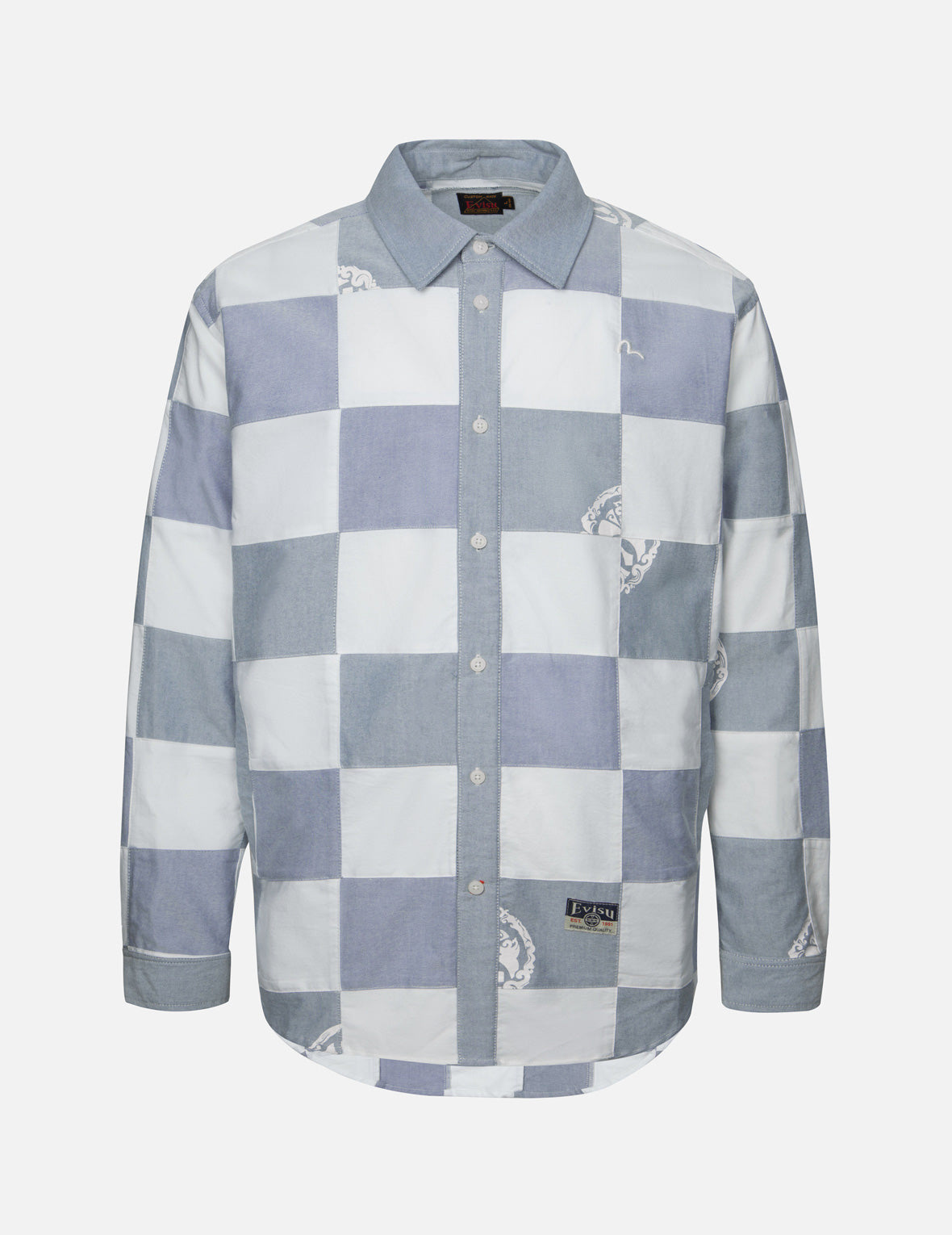 Kamon Print and Seagull Embroidery Relax Fit Shirt