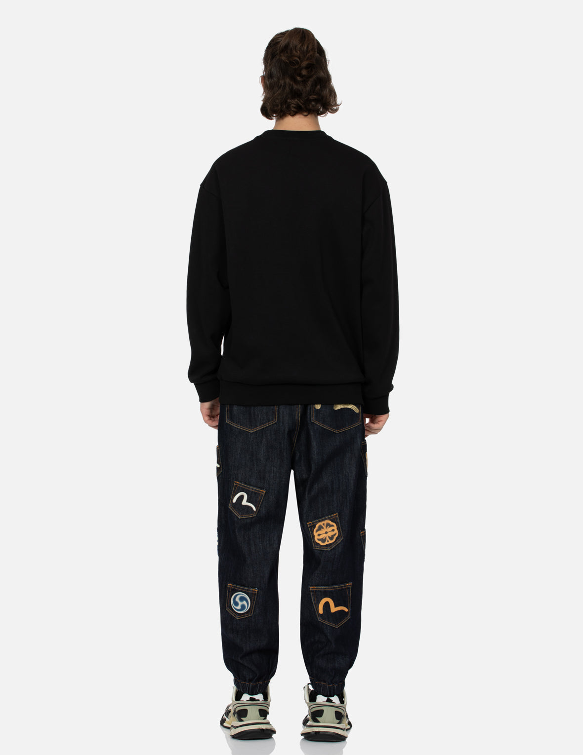 Seagull Embroidery with Kamon Print Pocket Relax Fit Sweatshirt