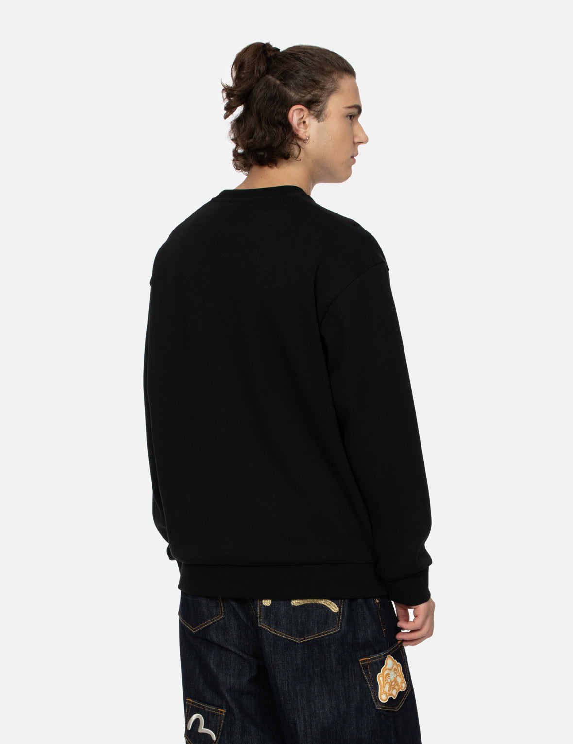 Seagull Embroidery with Kamon Print Pocket Relax Fit Sweatshirt