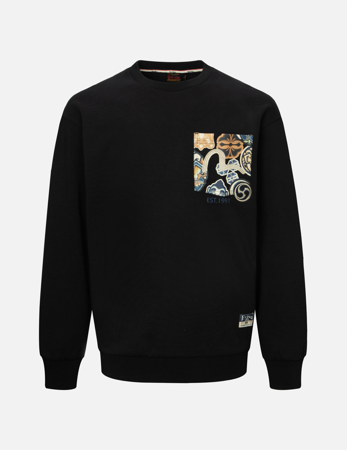 Seagull Embroidery with Kamon Print Pocket Relax Fit Sweatshirt