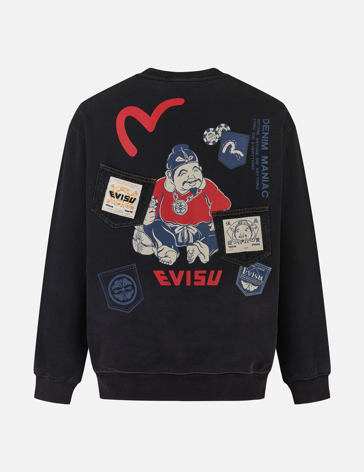 Ebisu Print and Multiple Pocket Washed Relax Fit Sweatshirt