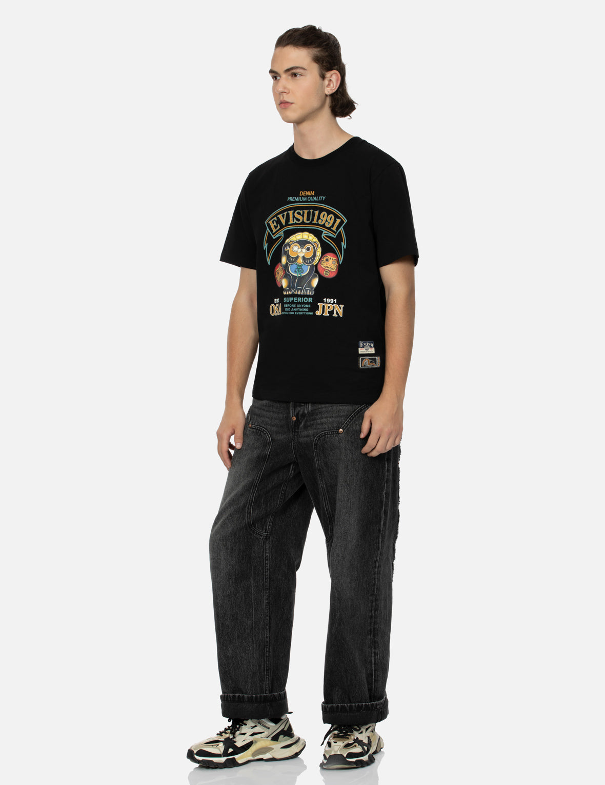 Tanuki and Daruma Print Regular Fit T-Shirt