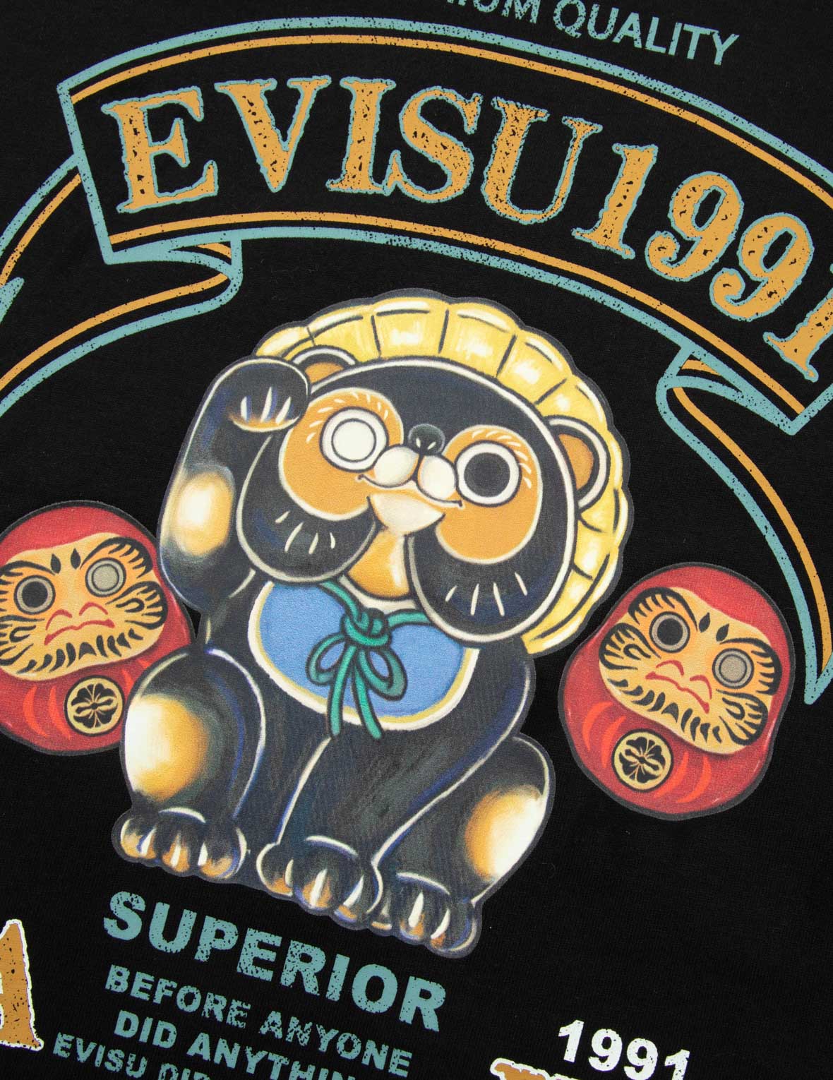 Tanuki and Daruma Print Regular Fit T-Shirt