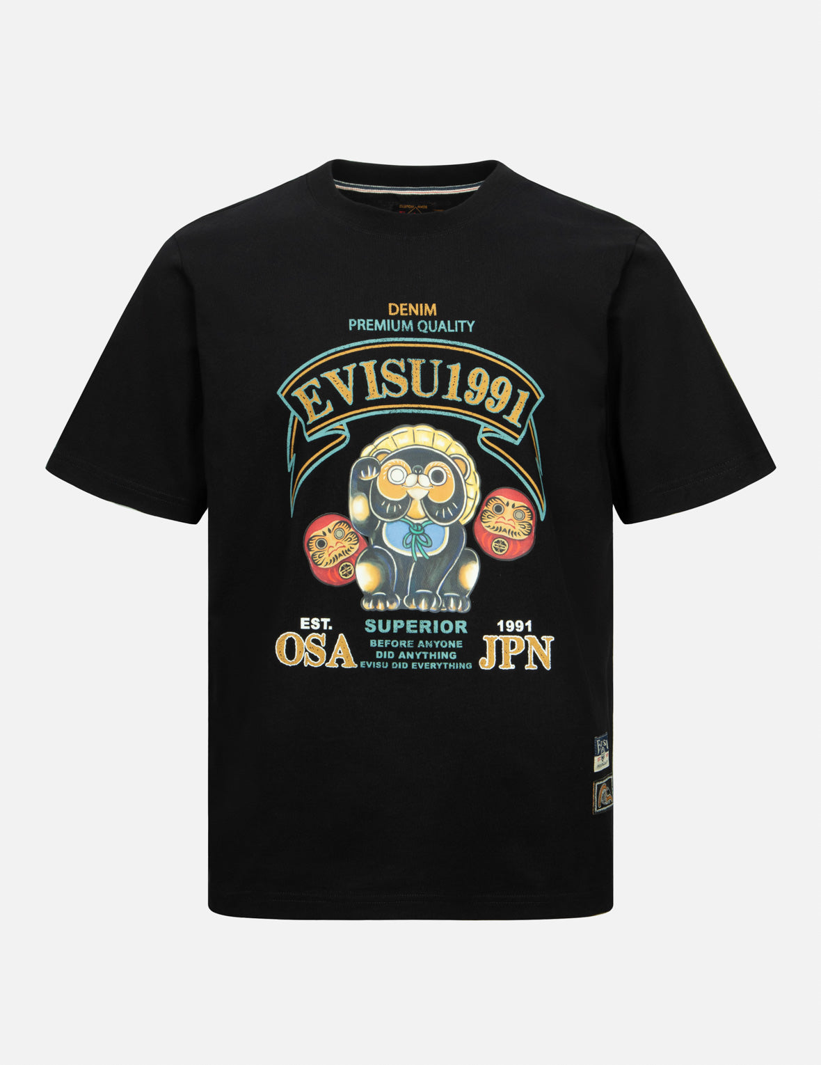 Tanuki and Daruma Print Regular Fit T-Shirt