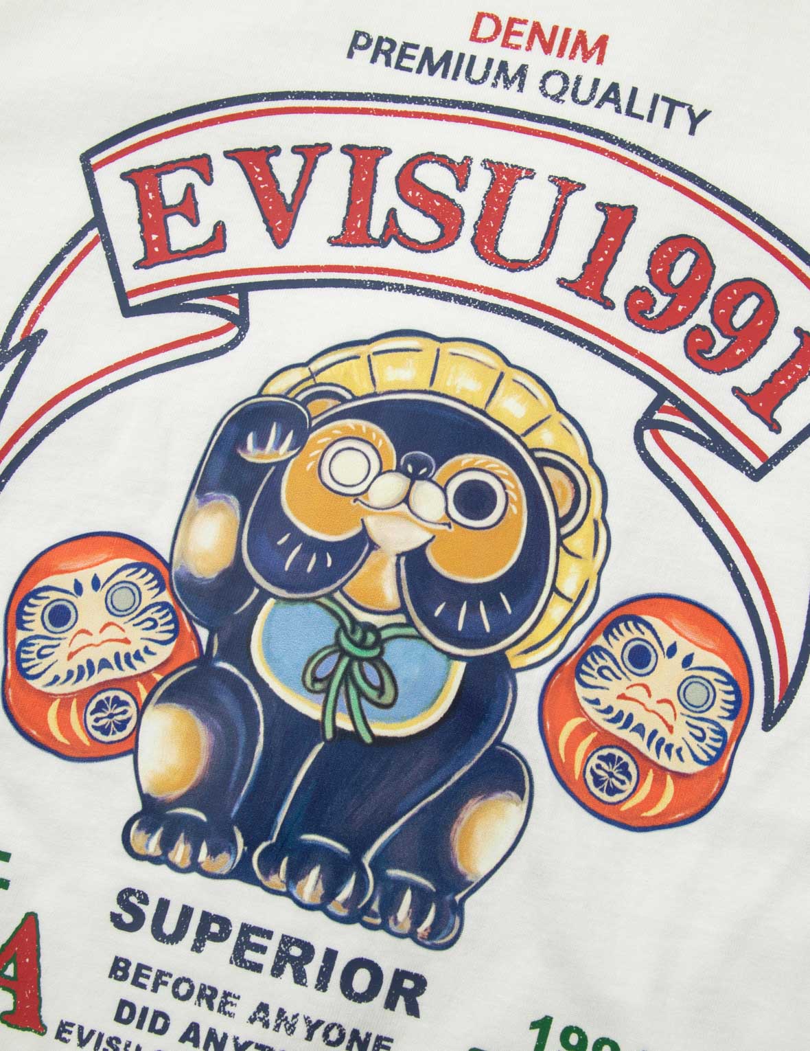Tanuki and Daruma Print Regular Fit T-Shirt