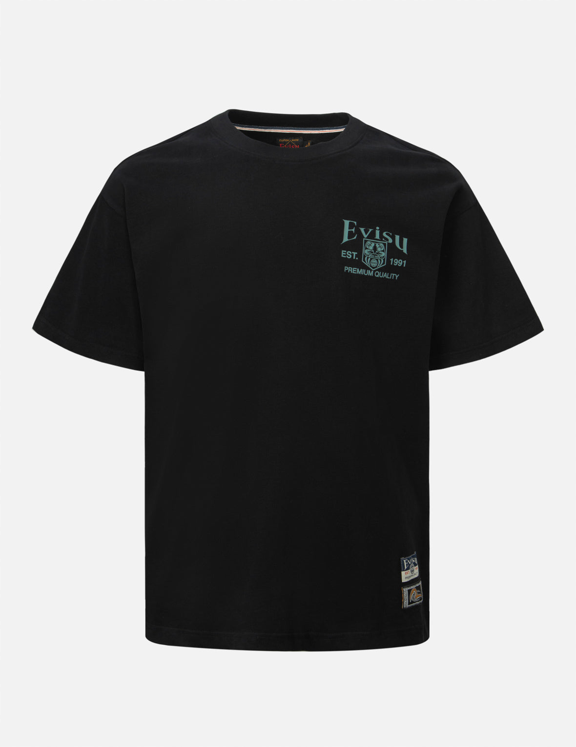 Pocket-shaped Daruma Daicock Print Relax Fit T-shirt