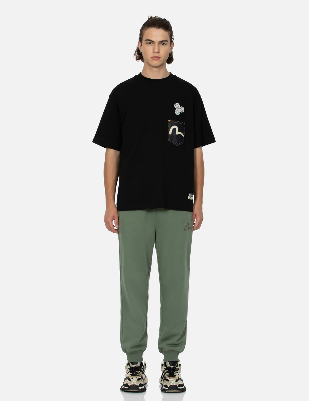 Seagull-print Denim Pocket Relax Fit T-Shirt