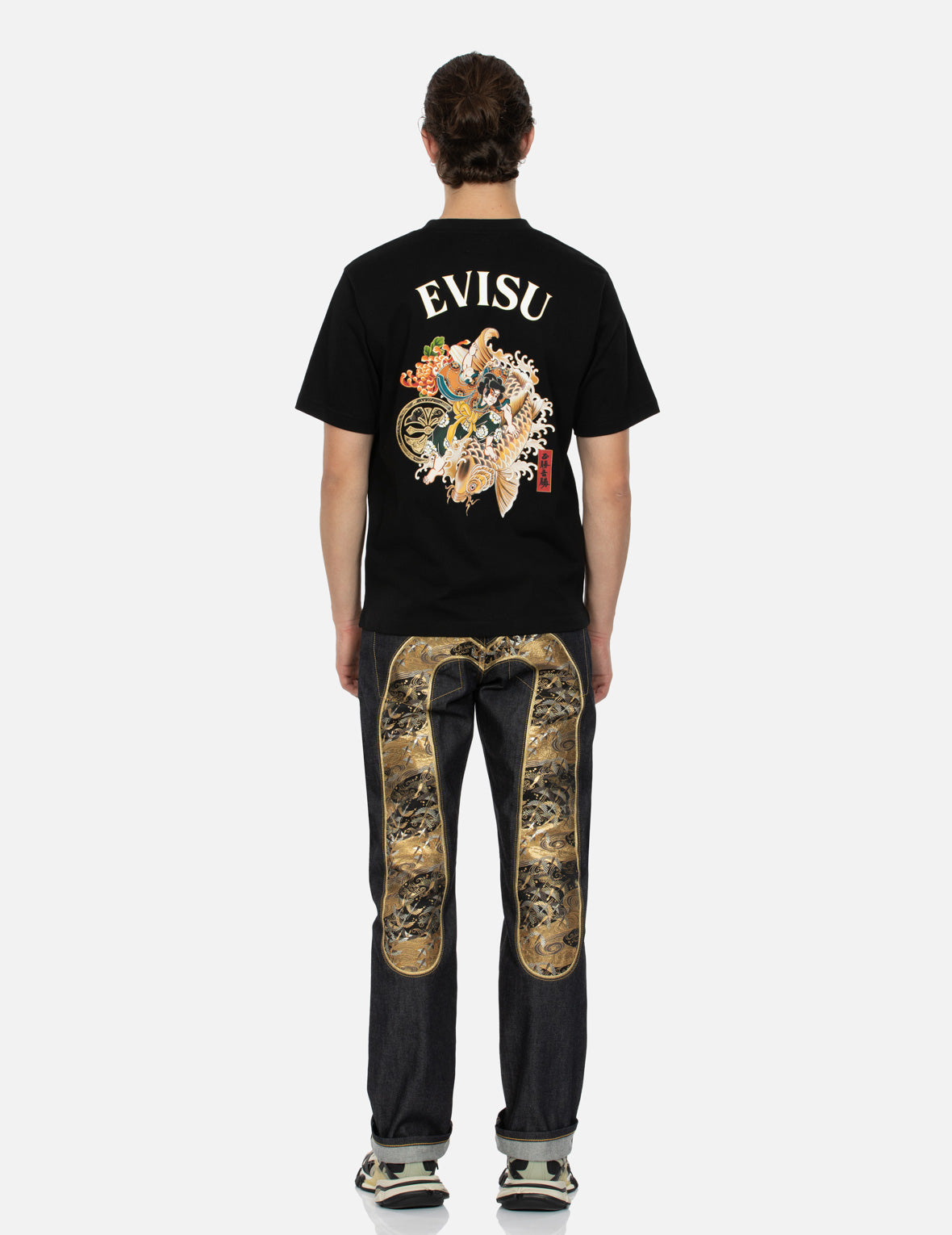 Sea God Print and Seagull Brocade Appliqué Regular Fit T-shirt