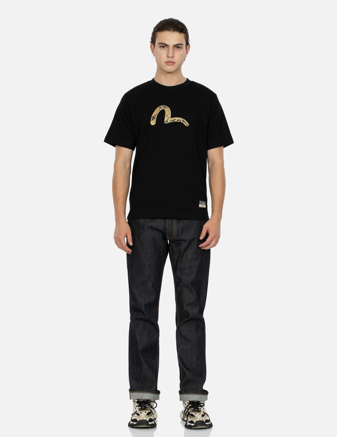 Sea God Print and Seagull Brocade Appliqué Regular Fit T-shirt