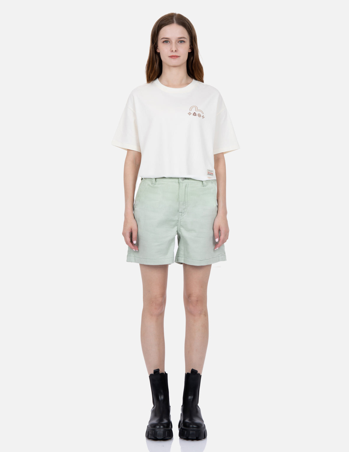 Seagull Embroidery Corduroy Shorts