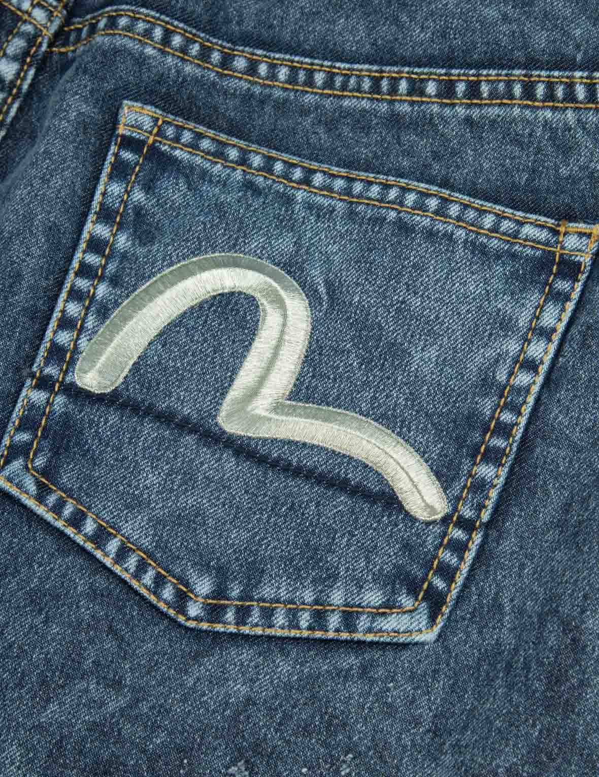 Seagull Embroidery Fashion Fit Burn-Out Denim Skirt