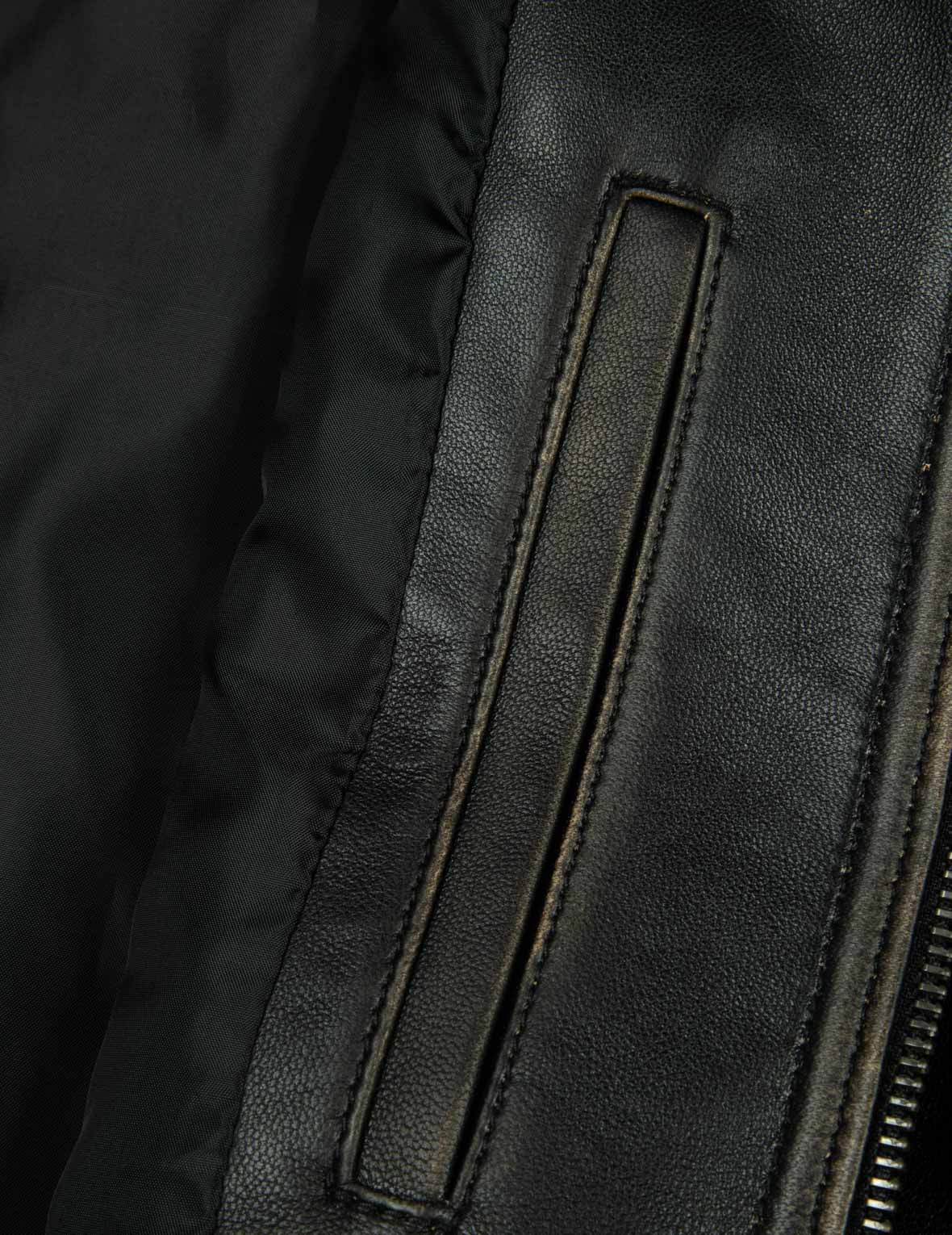 Seagull Embroidery and Logo Appliqué Fashion Fit Leather Jacket