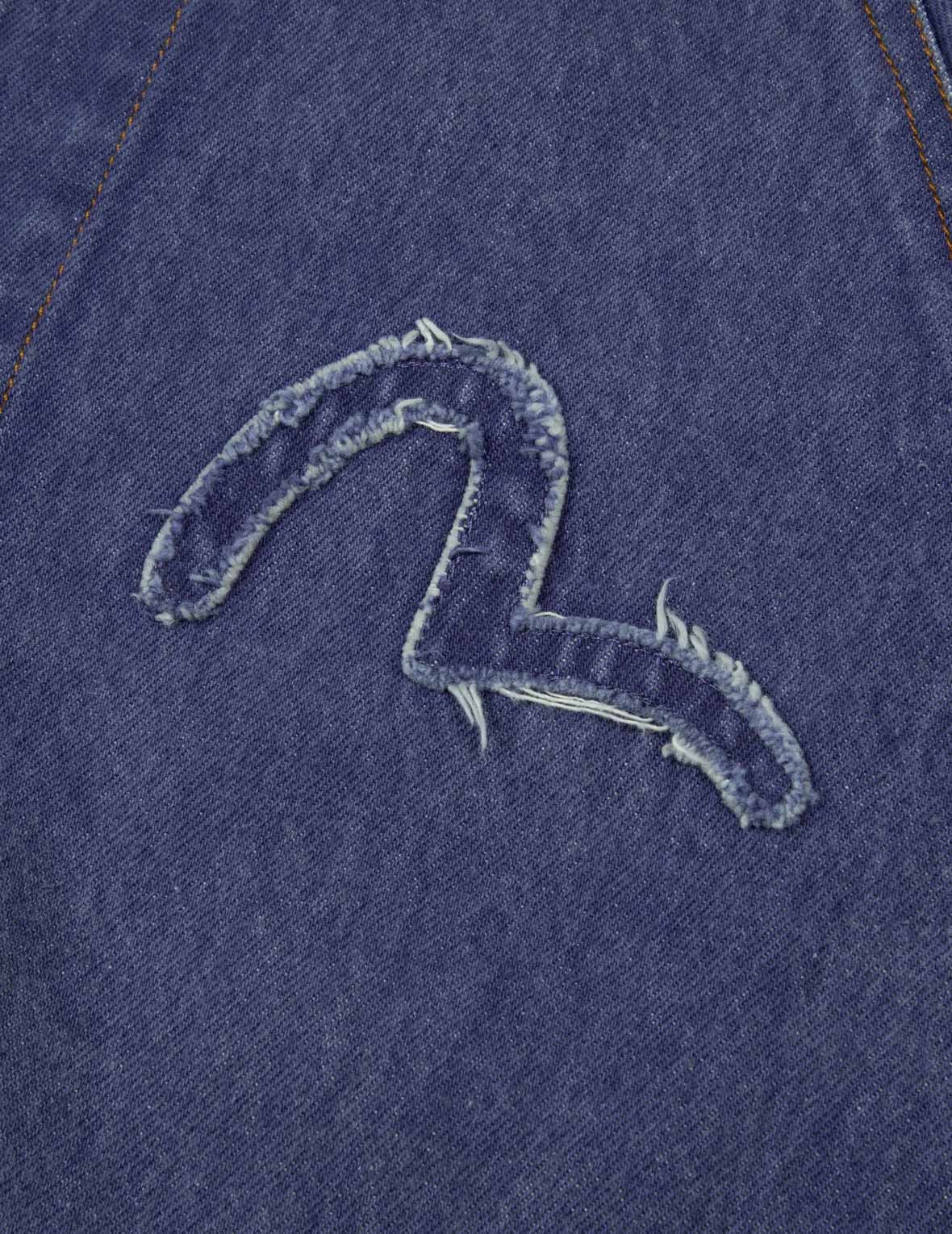 Seagull and Slogan Embroidery Oversized Denim Coach Jacket