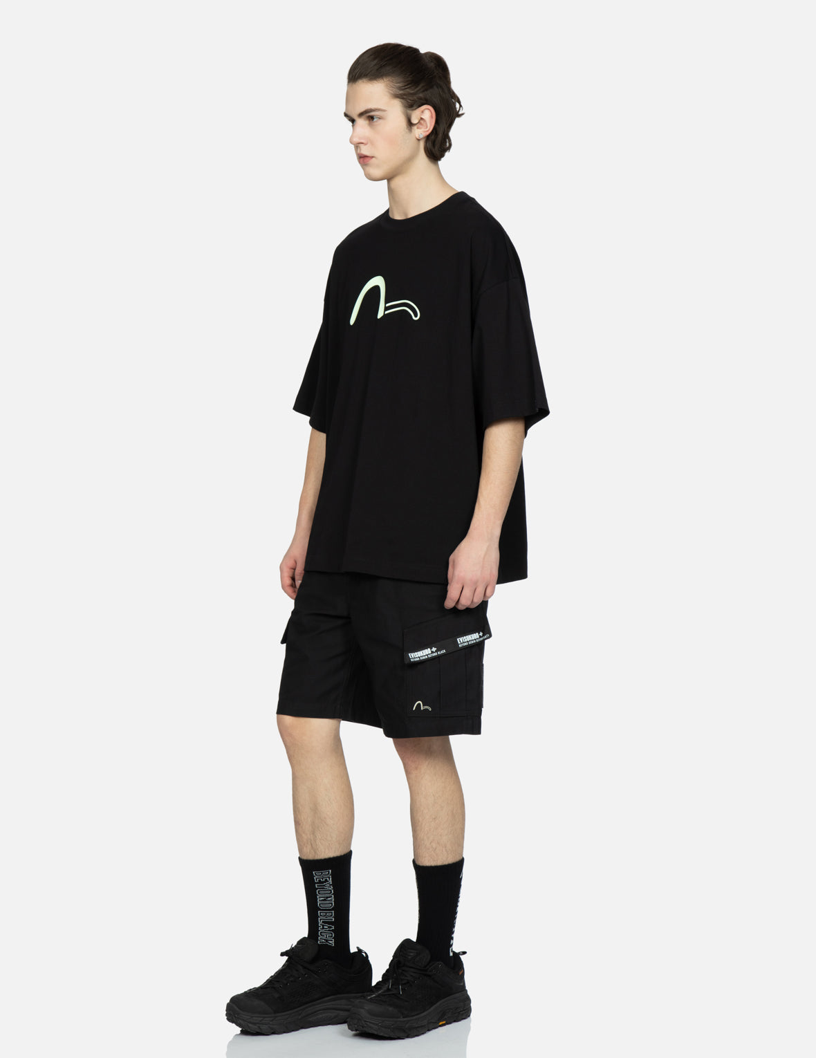 Logo Tape Patching Cargo Shorts
