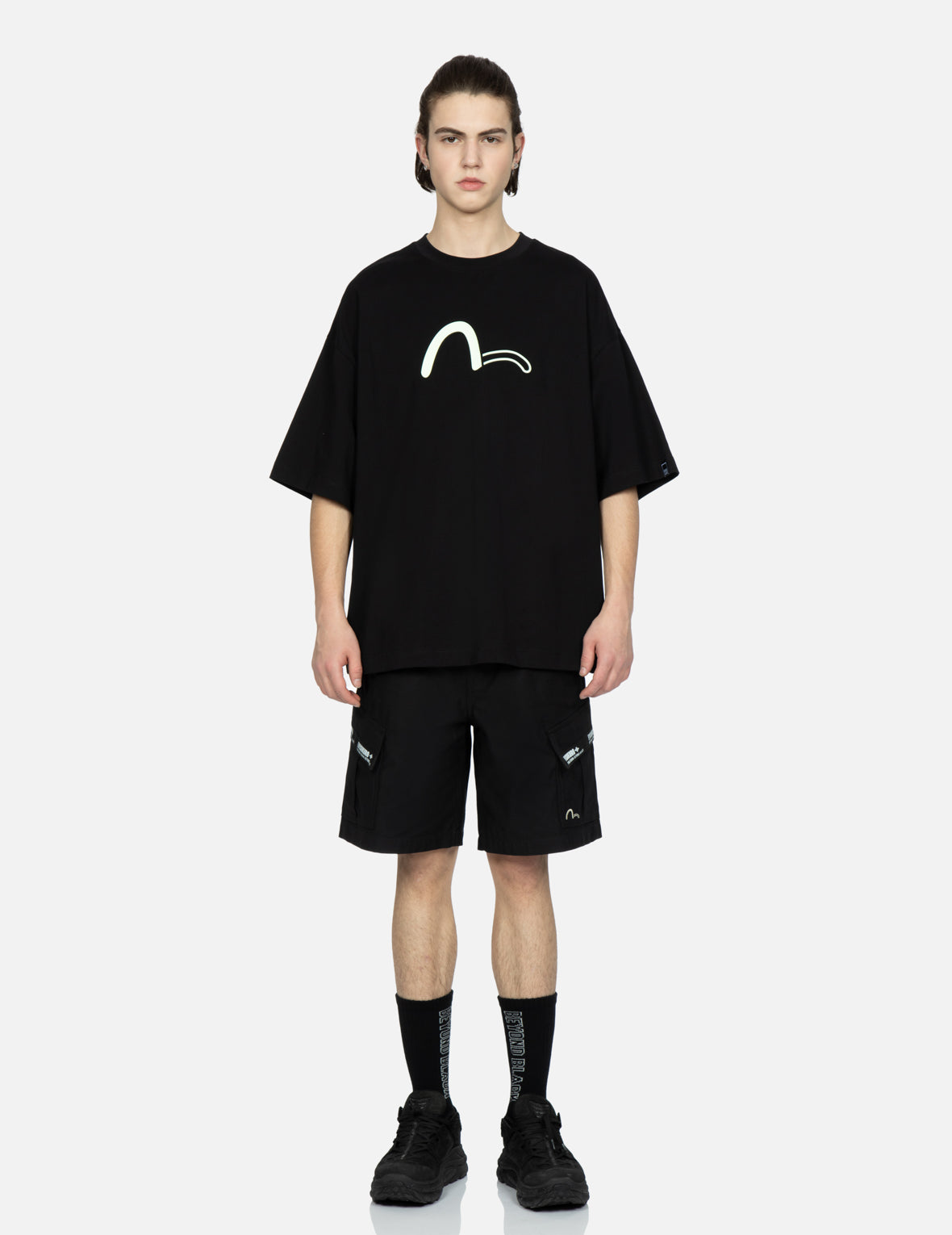 Logo Tape Patching Cargo Shorts