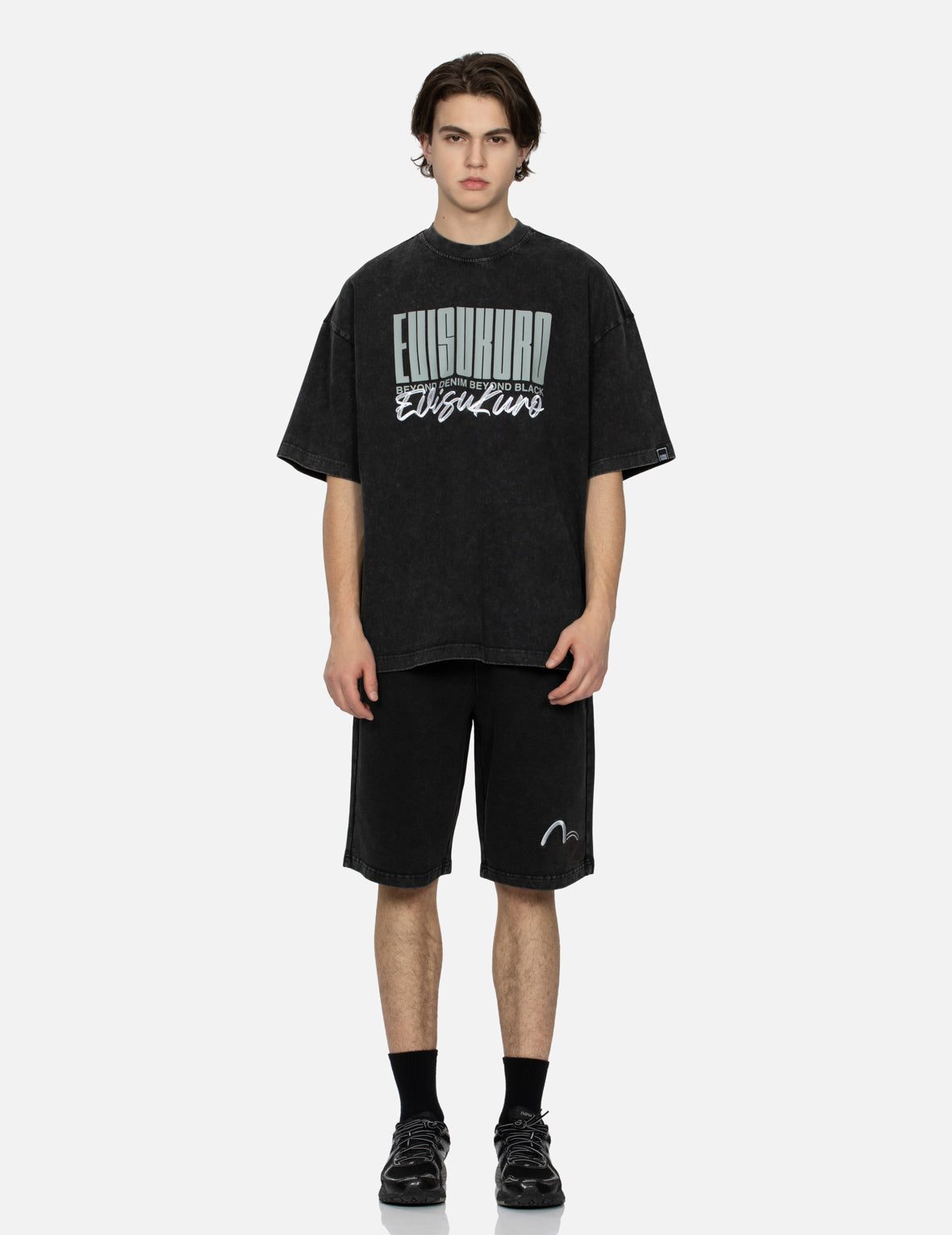 Seagull and Logo Embroidery Regular Fit Sweat Shorts
