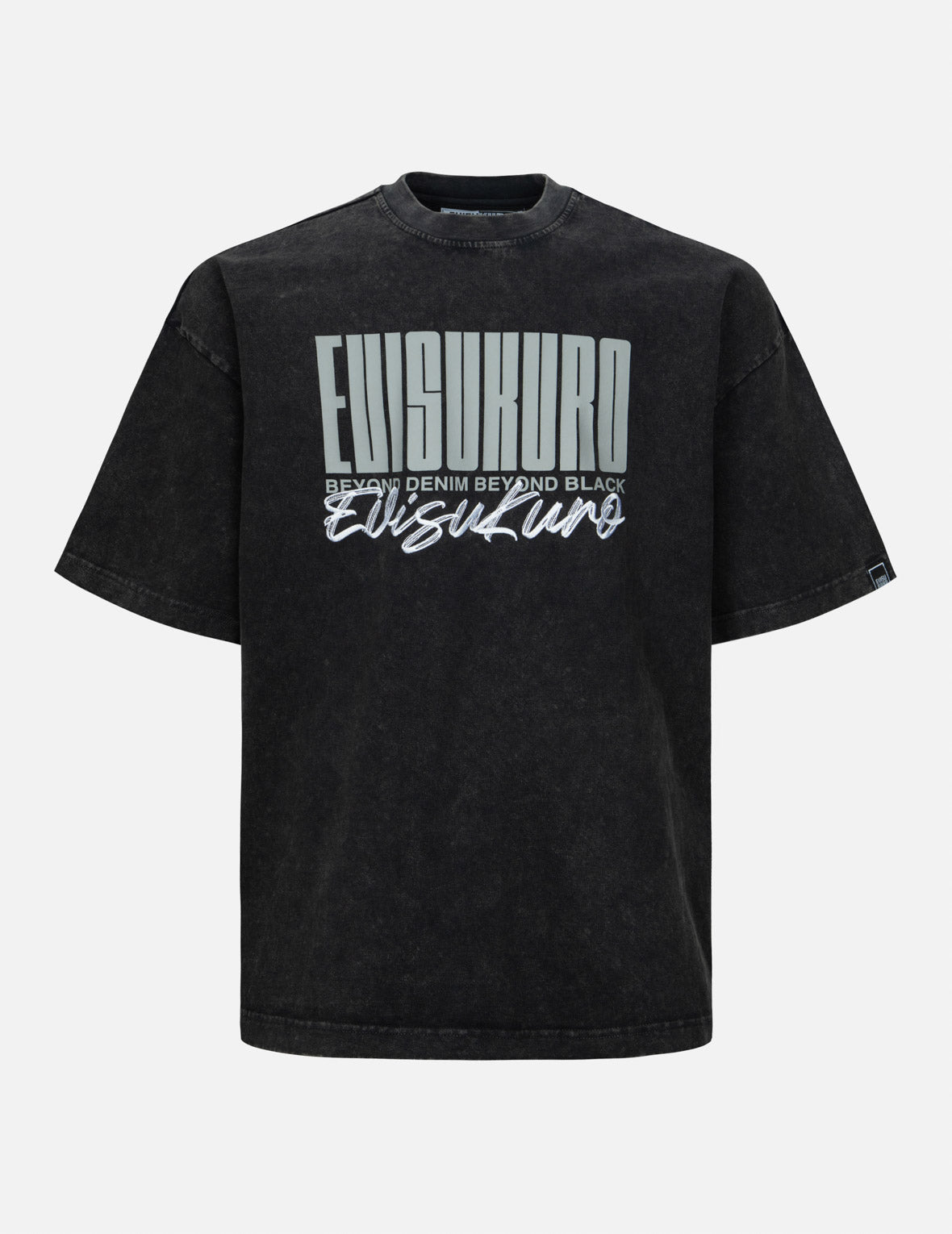 Logo and Slogan Print Oversized Pigment Dye T-Shirt