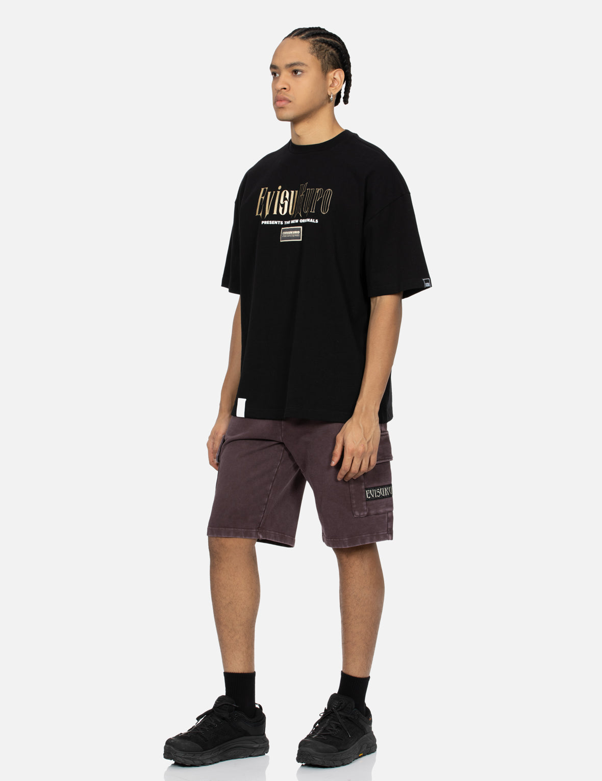 Gold Foil Calligraphy Logo Print Oversized T-shirt