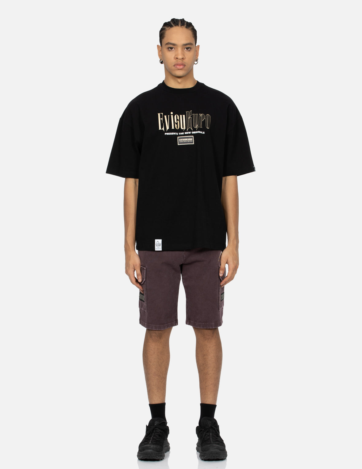 Gold Foil Calligraphy Logo Print Oversized T-shirt