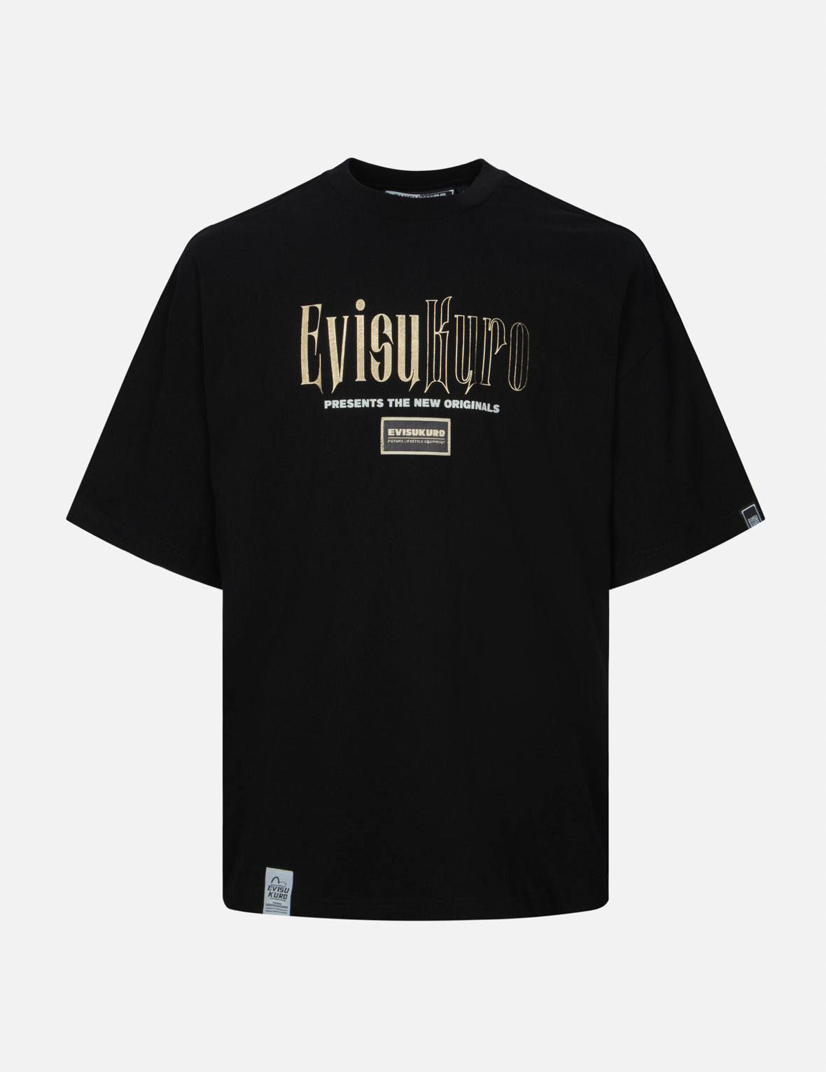 Gold Foil Calligraphy Logo Print Oversized T-shirt