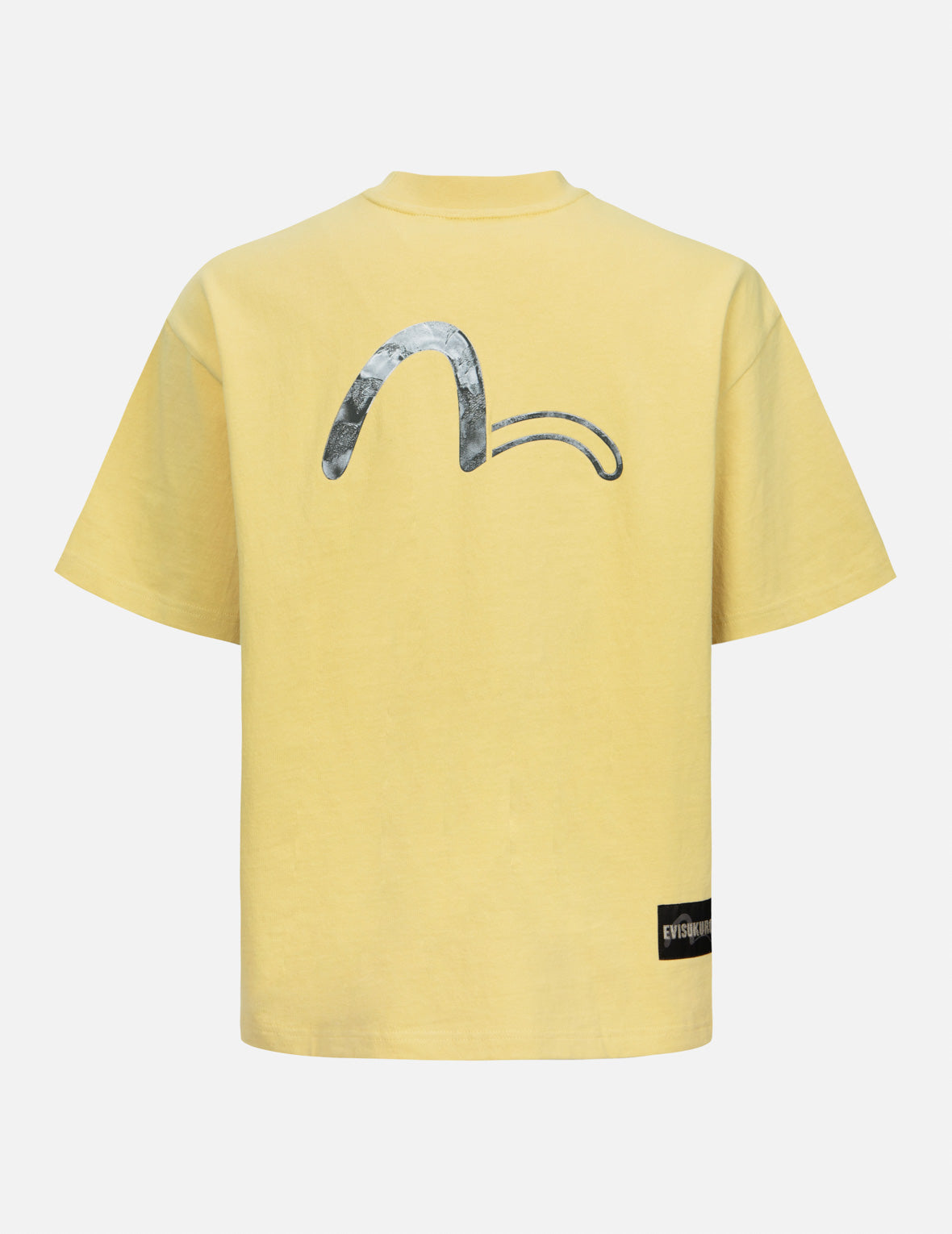 Calligraphy Shadow Logo Embroidery and Seagull Print Loose Fit T-shirt