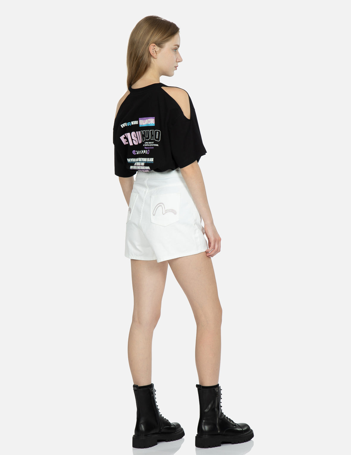 Seagull Embroidery Denim Shorts