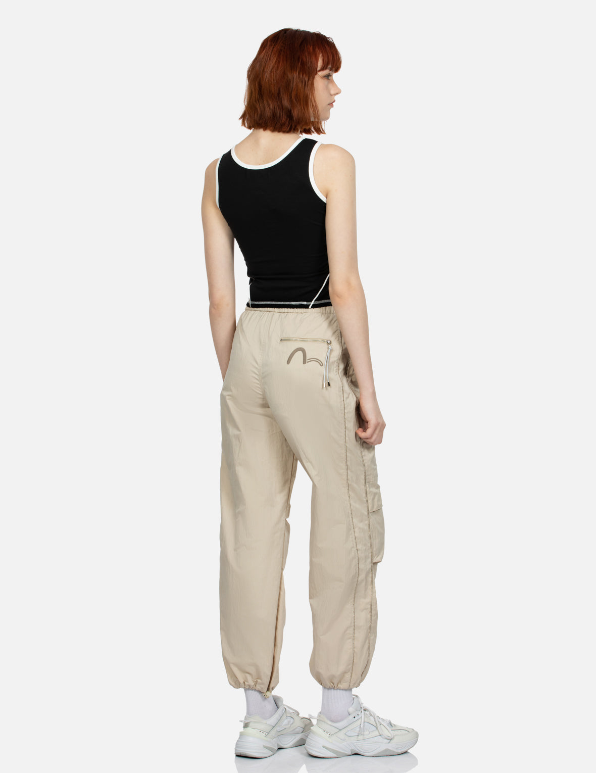 Logo and Seagull Embroidery Relax Fit Parachute Pants